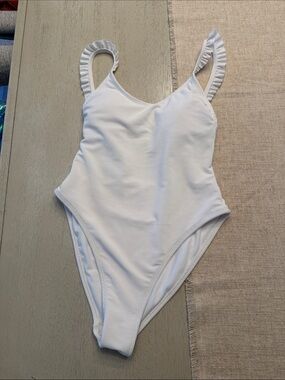 Target White Ruffle Strap one Piece Swimsuit